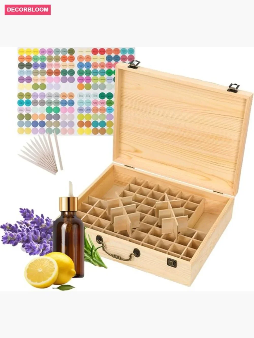 Wooden Essential Oil Storage Box Travel Case Holds 80 Bottles 5-15ml